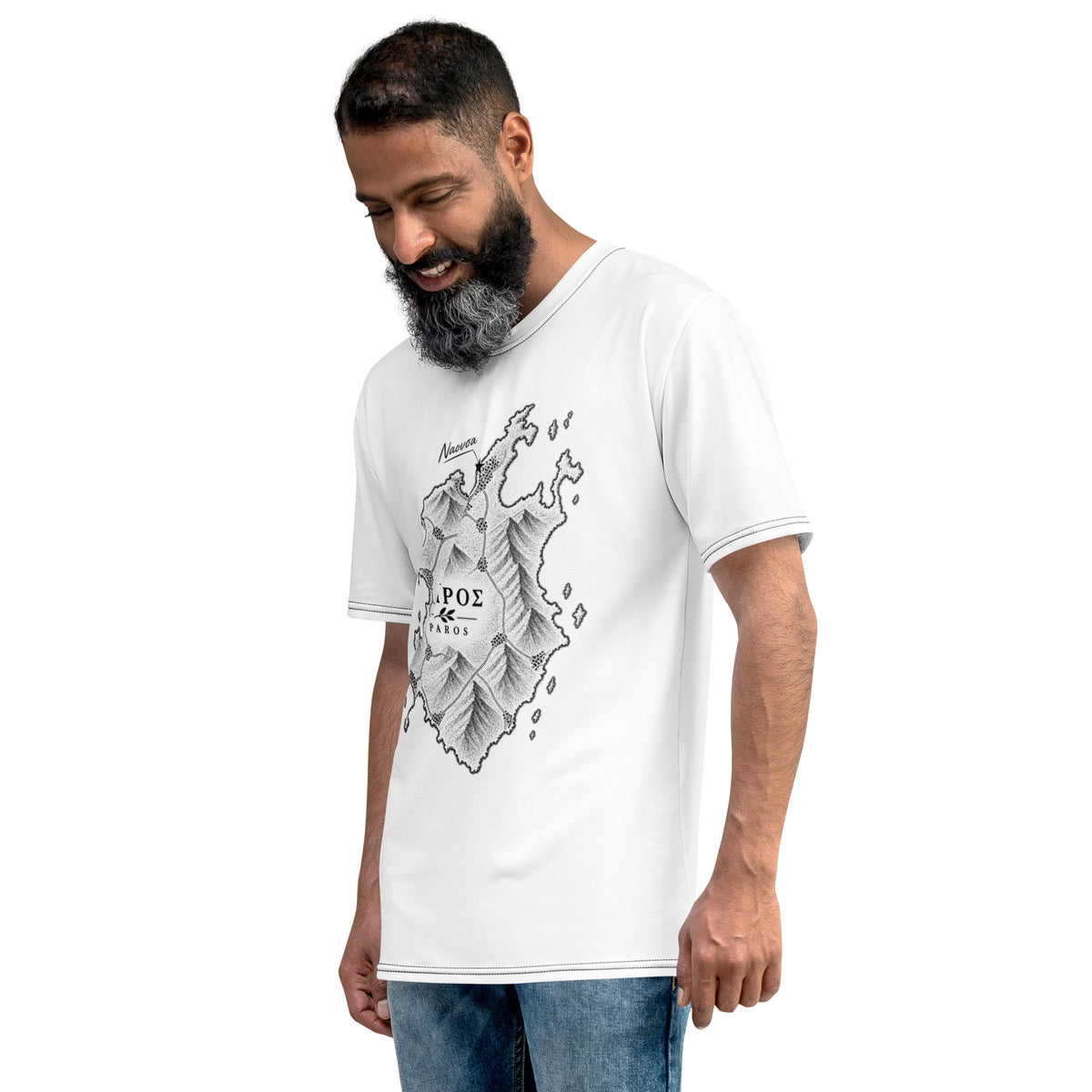 All-over print T-shirt celebrating Naousa, Greece, M size.