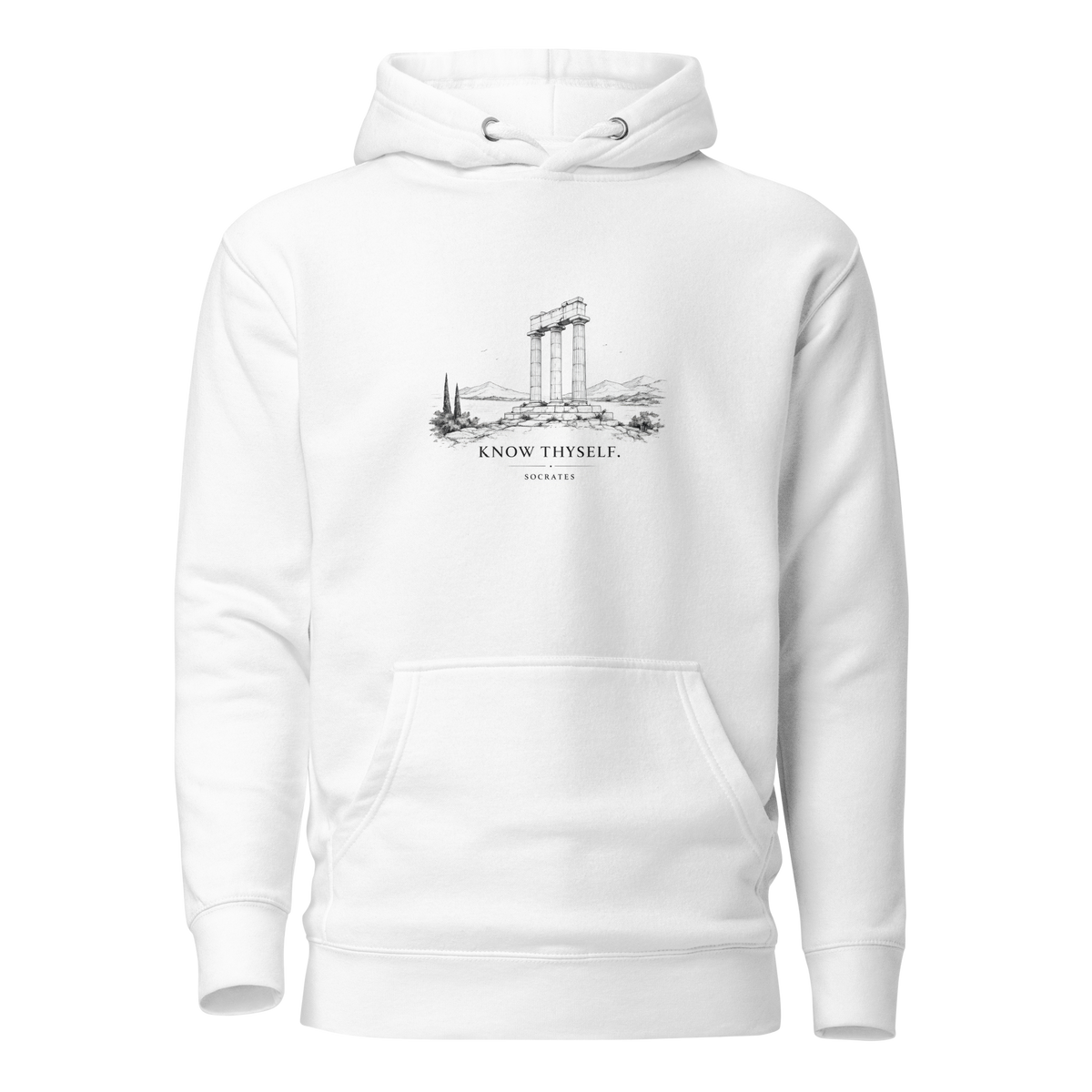 Unisex hoodie featuring the Know Thyself design, 2XL size.