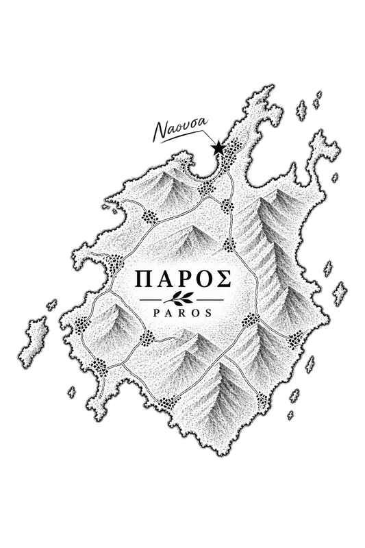 Canvas wall art portraying the town of Naousa, Greece, 6″×6″ size.