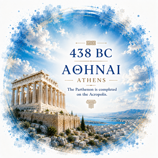 Illustrated poster of the Acropolis and the Parthenon, 5″×7″ size.