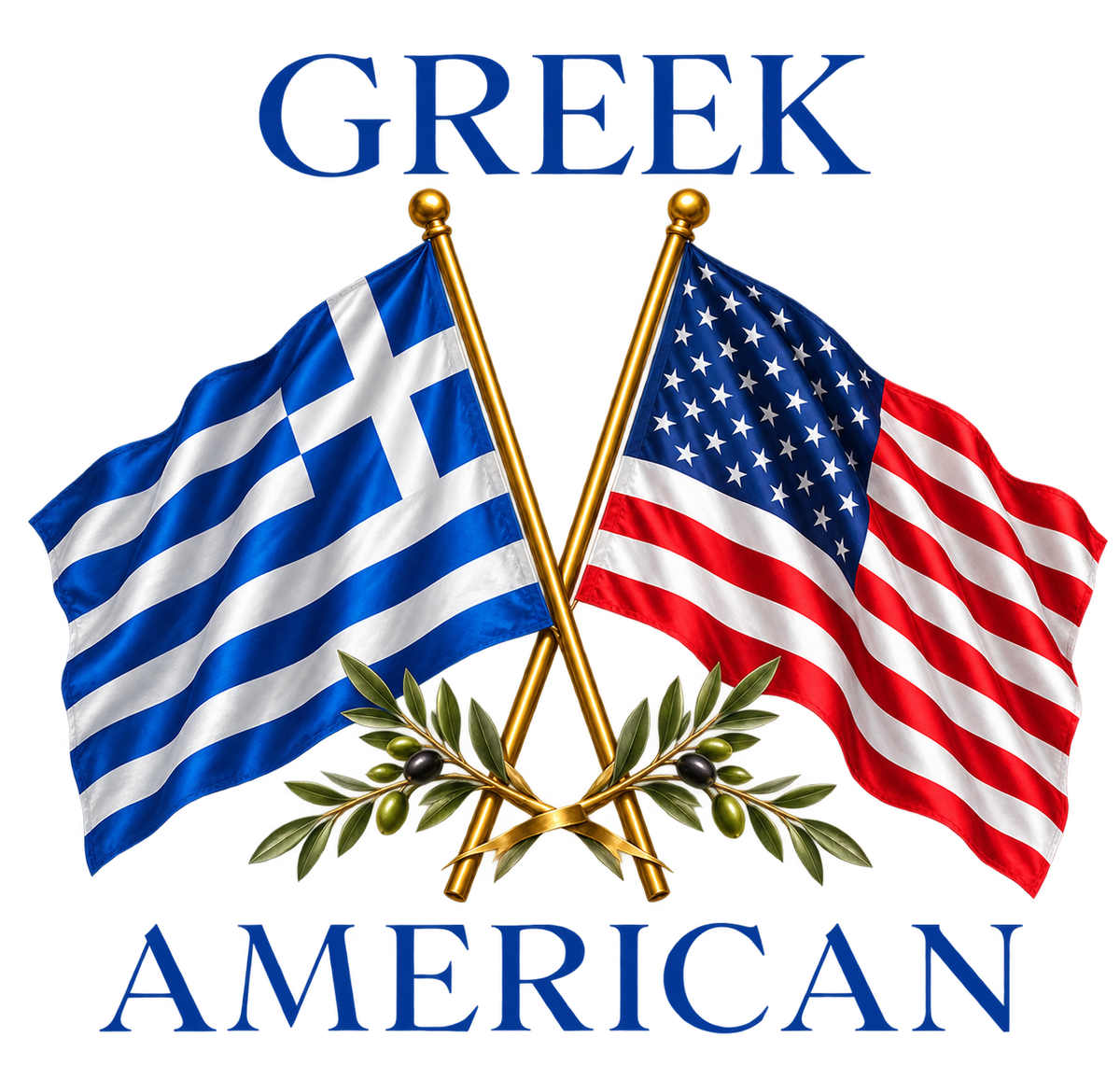Greek American Flags Olive Branches