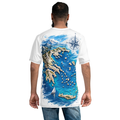 All-over print T-shirt with a Greece Navigator graphic design, XL size.