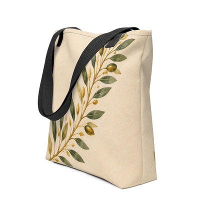 Tote bag featuring an olive branch design inspired by Greece — additional product photo.