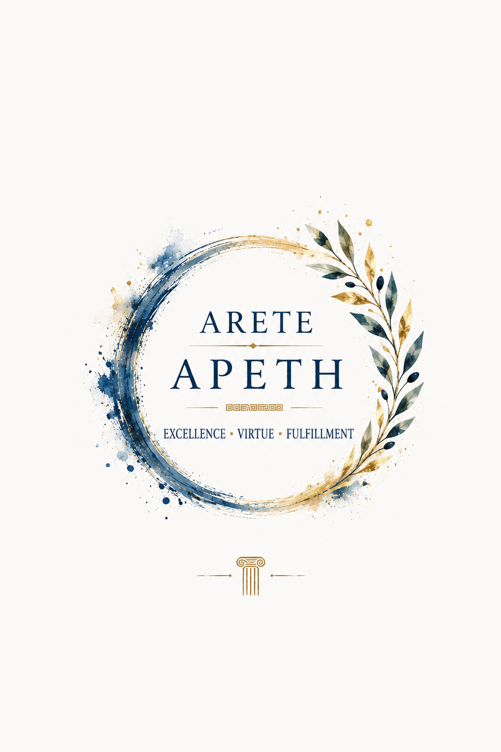 Minimalist poster featuring the Greek concept of arete (excellence and virtue), 5″×7″ size.