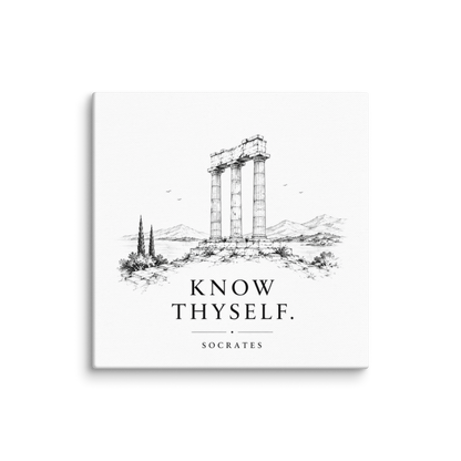 Canvas wall art featuring classical ruins and the Know Thyself maxim — additional product photo.