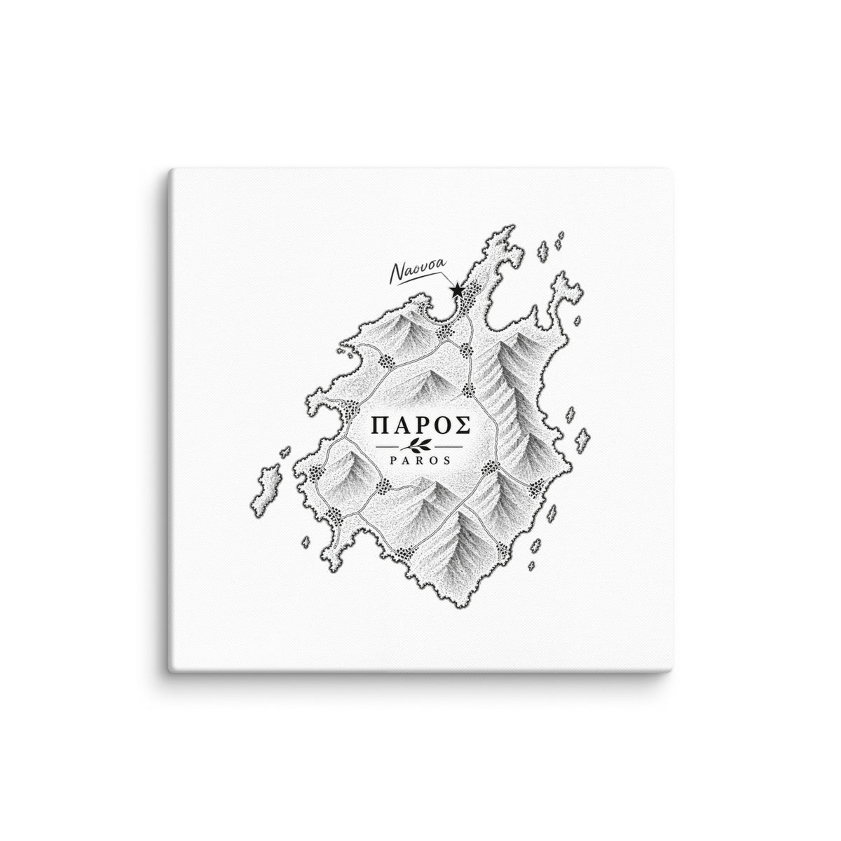 Canvas wall art portraying the town of Naousa, Greece, 28″×28″ size.