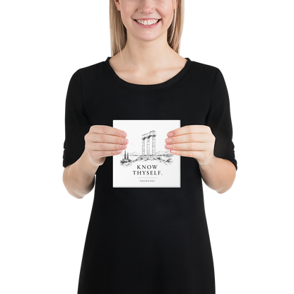 Poster featuring classical ruins and the Greek maxim “Know Thyself” in centered typography — additional product photo.