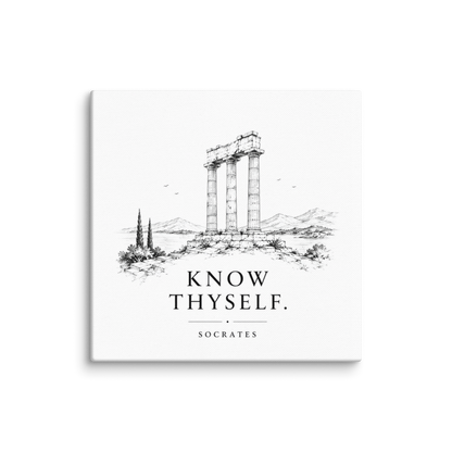 Canvas wall art featuring classical ruins and the Know Thyself maxim — additional product photo.
