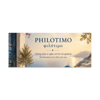 Poster featuring an artful design around the Greek concept of philotimo — additional product photo.