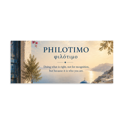Poster featuring an artful design around the Greek concept of philotimo — additional product photo.