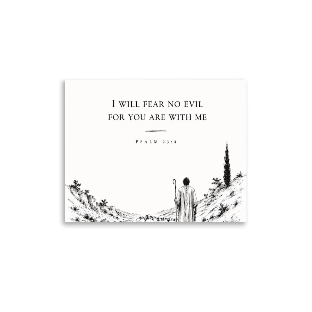 Scripture poster featuring Psalm 23:4, 11″×14″ size.