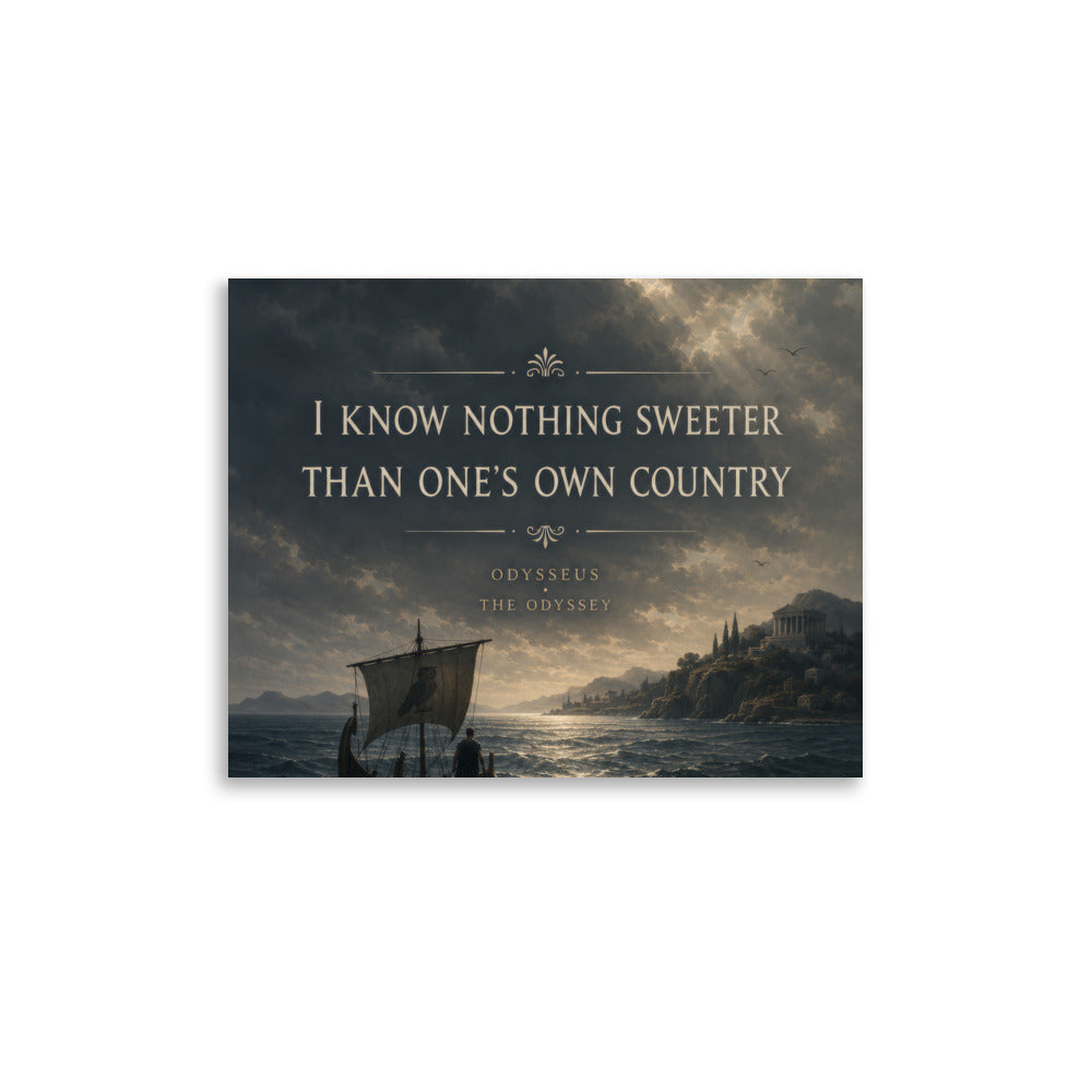 Illustrated poster depicting Odysseus and the journey of The Odyssey, 11″×14″ size.