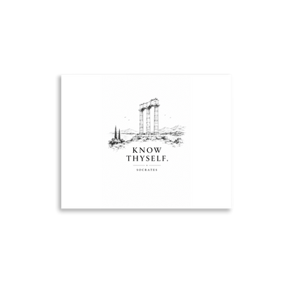 Poster featuring classical ruins and the Greek maxim “Know Thyself” in centered typography — additional product photo.