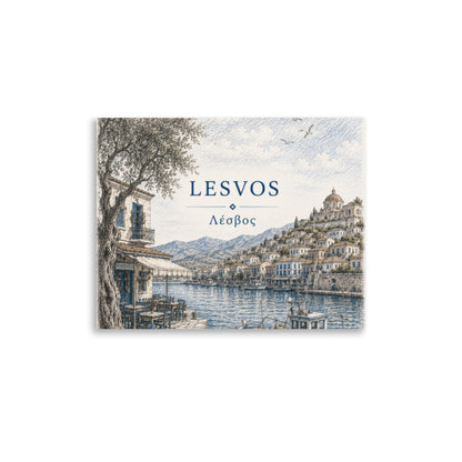 Lesvos destination poster from the Hellenic Sketch Archive collection, 11″×14″ size.
