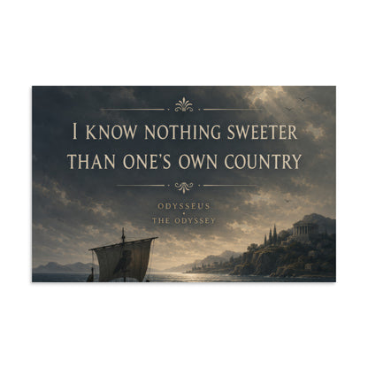 Illustrated poster depicting Odysseus and the journey of The Odyssey, 11″×17″ size.