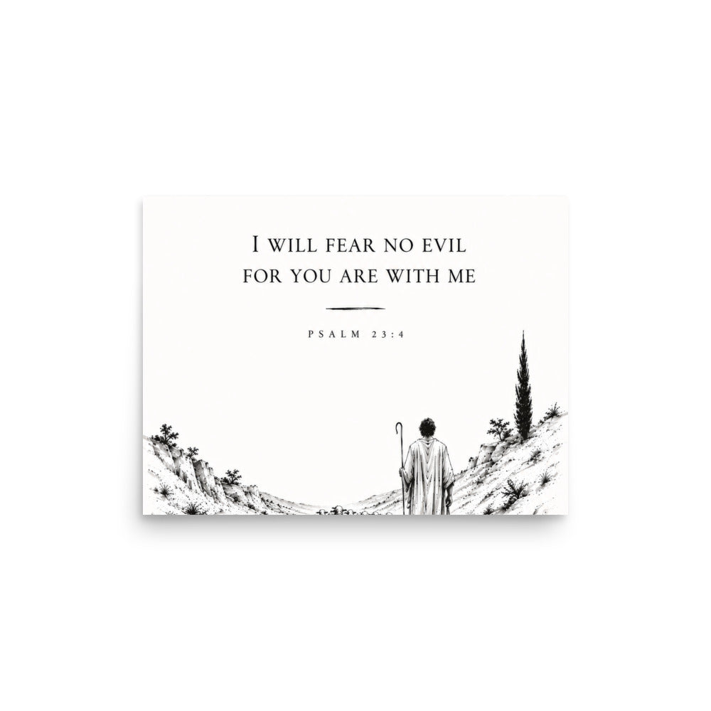 Scripture poster featuring Psalm 23:4, 12″×16″ size.