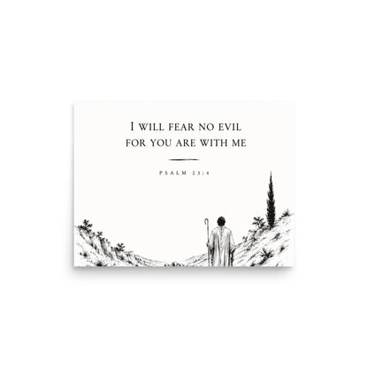 Scripture poster featuring Psalm 23:4, 12″×16″ size.