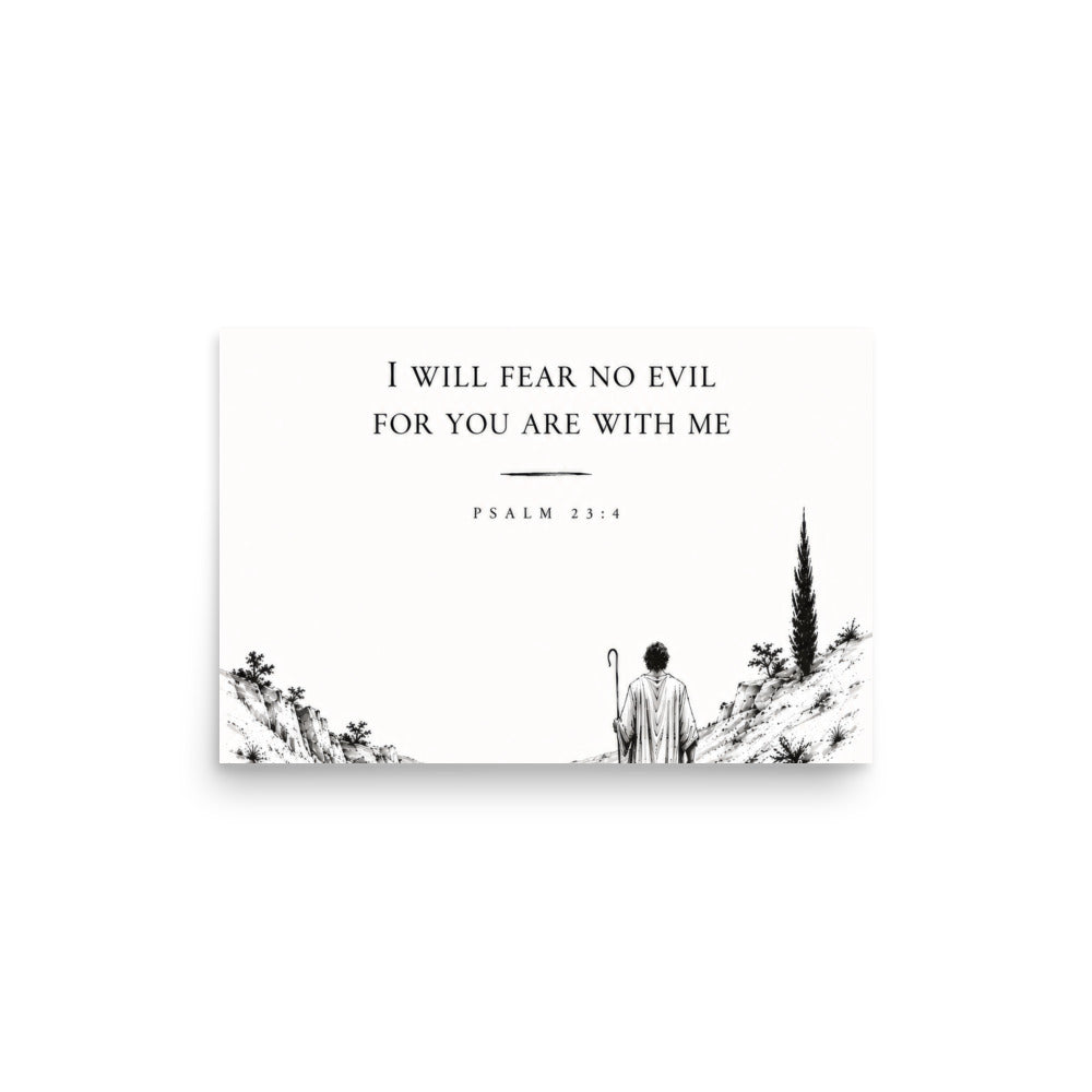 Scripture poster featuring Psalm 23:4, 12″×18″ size.
