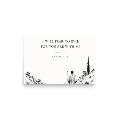 Scripture poster featuring Psalm 23:4, 12″×18″ size.