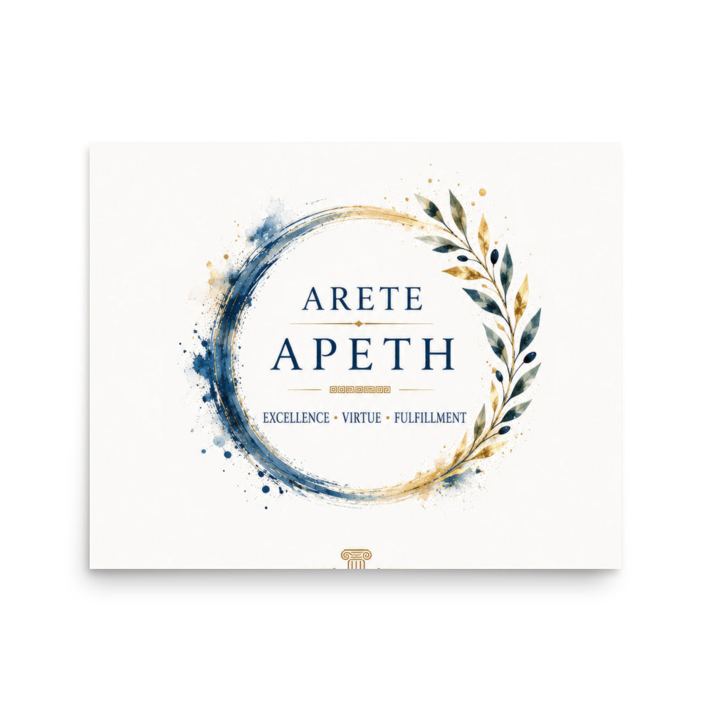 Minimalist poster featuring the Greek concept of arete (excellence and virtue) — additional product photo.