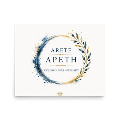 Minimalist poster featuring the Greek concept of arete (excellence and virtue) — additional product photo.