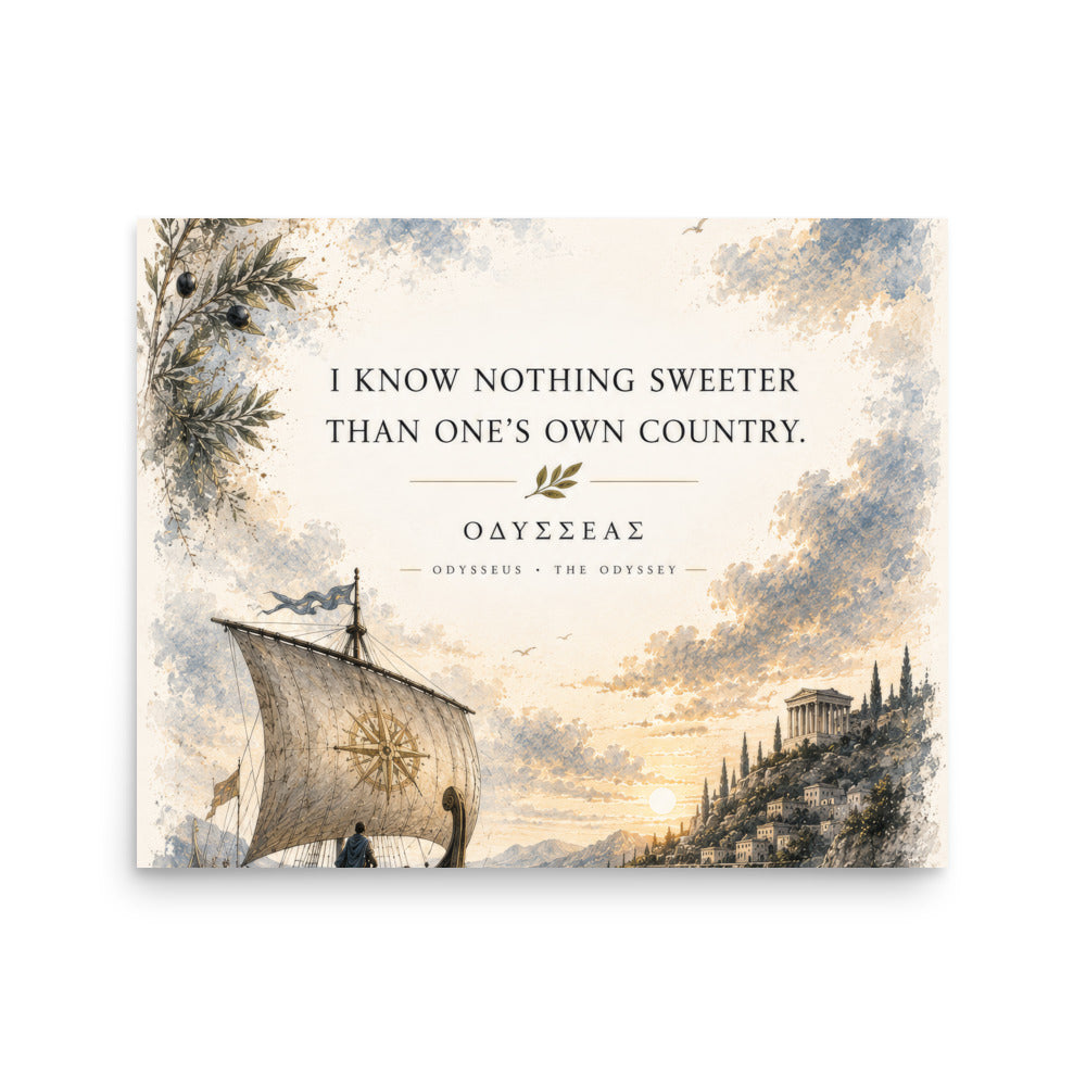 Illustrated poster depicting Odysseus and the journey of The Odyssey — additional product photo.