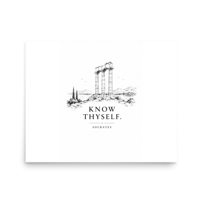 Poster featuring classical ruins and the Greek maxim “Know Thyself” in centered typography — additional product photo.