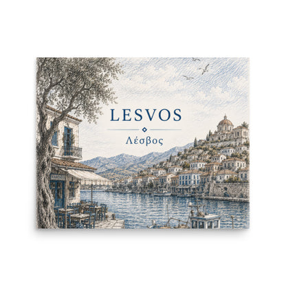 Lesvos destination poster from the Hellenic Sketch Archive collection, 16″×20″ size.