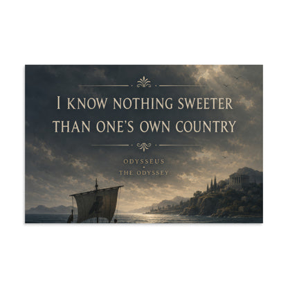 Illustrated poster depicting Odysseus and the journey of The Odyssey, 16″×24″ size.