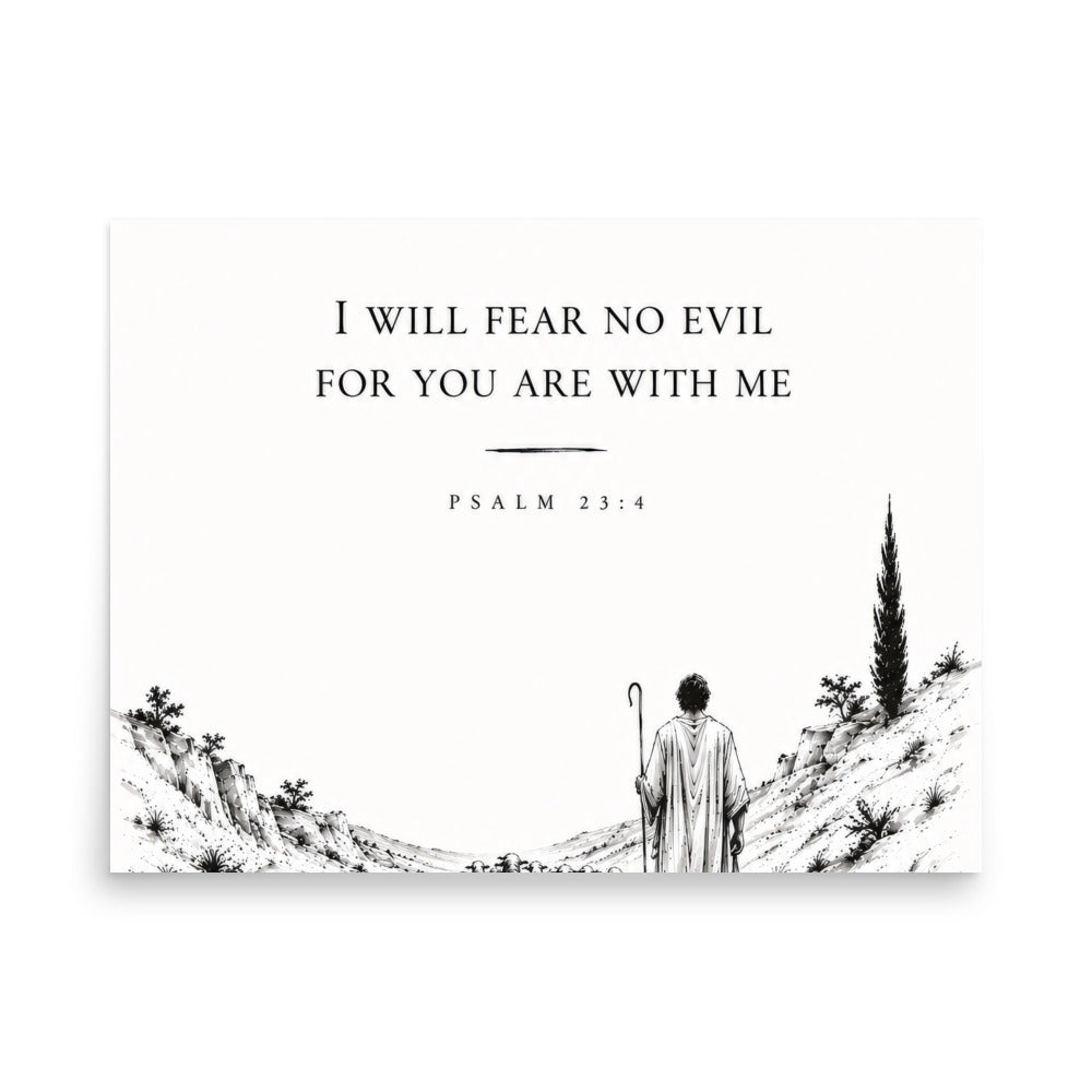 Scripture poster featuring Psalm 23:4, 18″×24″ size.