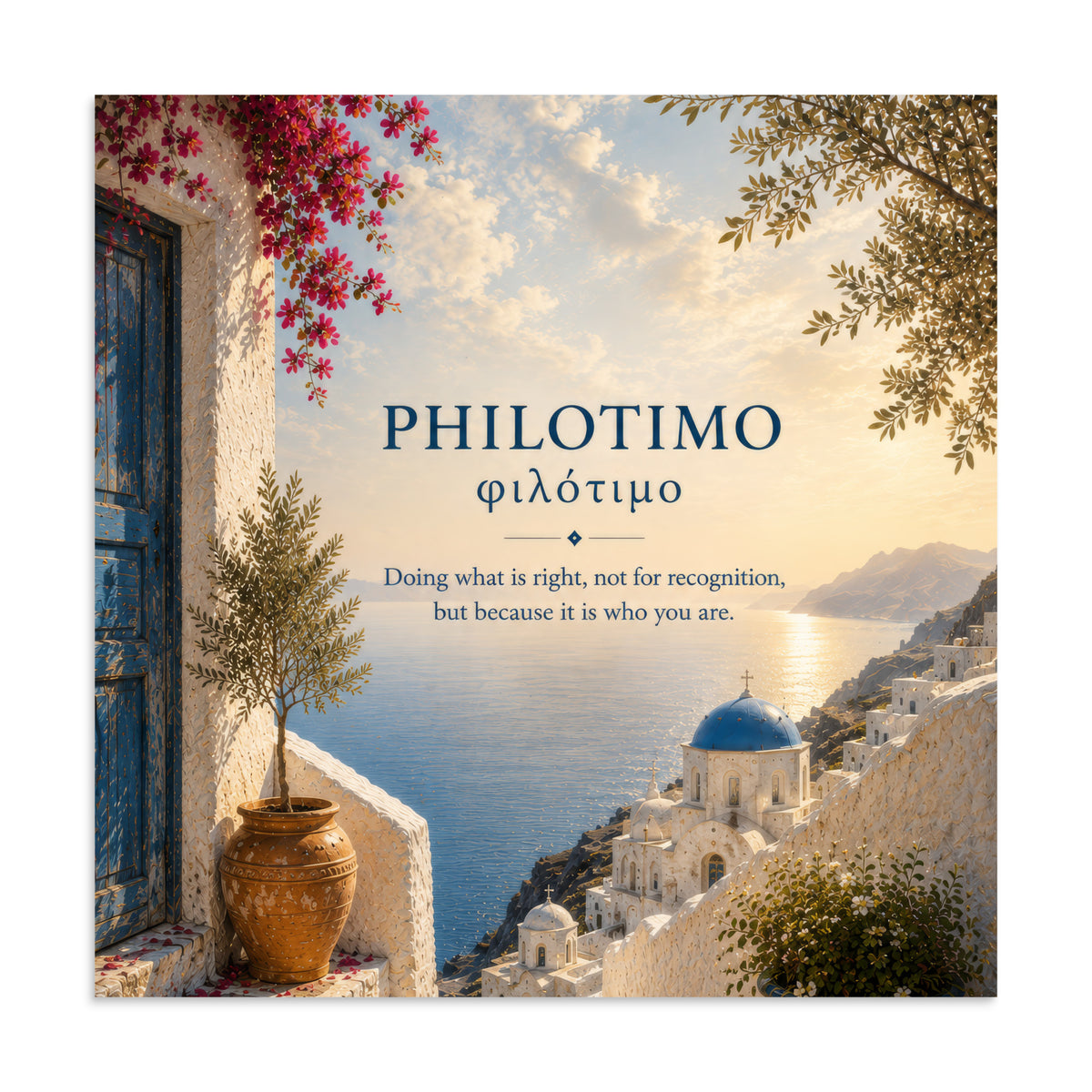 Poster featuring an artful design around the Greek concept of philotimo — additional product photo.