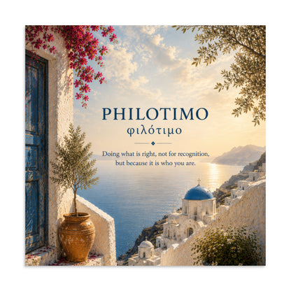 Poster featuring an artful design around the Greek concept of philotimo — additional product photo.