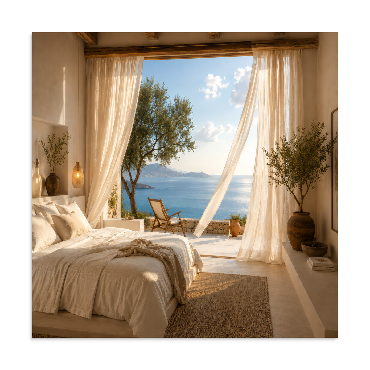 Illustrated poster of Chalkidiki's coastline and natural landscape, 20″×20″ size.