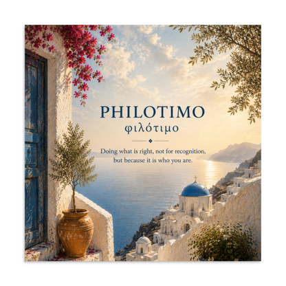Poster featuring an artful design around the Greek concept of philotimo — additional product photo.