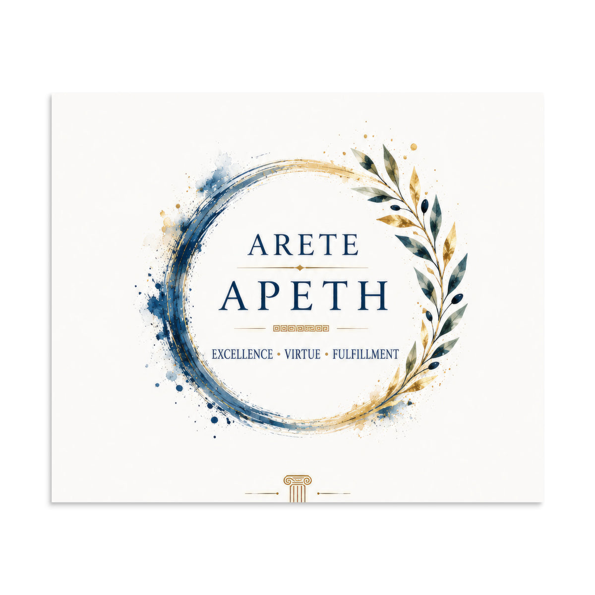 Minimalist poster featuring the Greek concept of arete (excellence and virtue), 20″×24″ size.