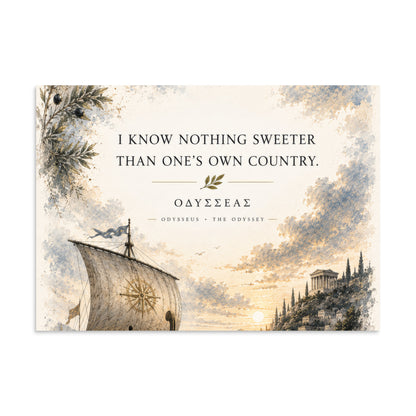 Illustrated poster depicting Odysseus and the journey of The Odyssey, 20″×28″ size.