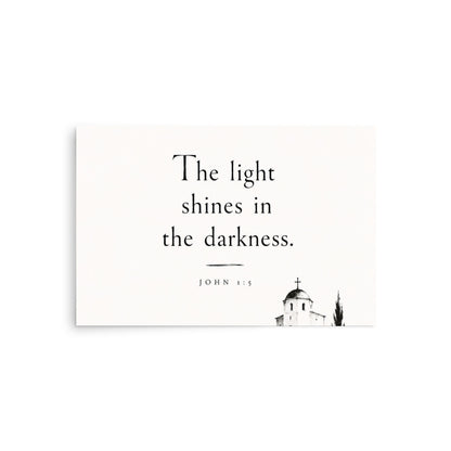 Scripture poster featuring John 1:5 and the theme of light overcoming darkness — additional product photo.