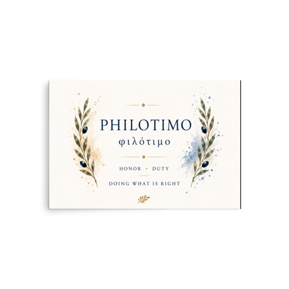 Poster featuring an artful design around the Greek concept of philotimo — additional product photo.