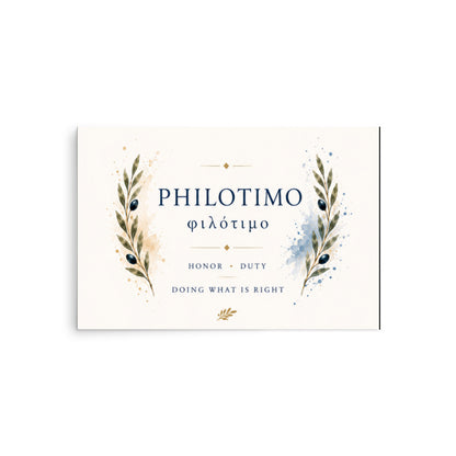 Poster featuring an artful design around the Greek concept of philotimo — additional product photo.