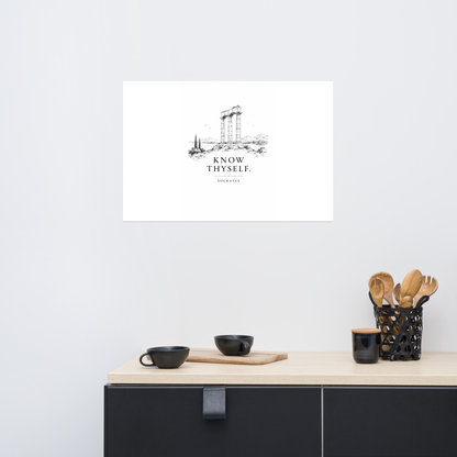Poster featuring classical ruins and the Greek maxim “Know Thyself” in centered typography — additional product photo.