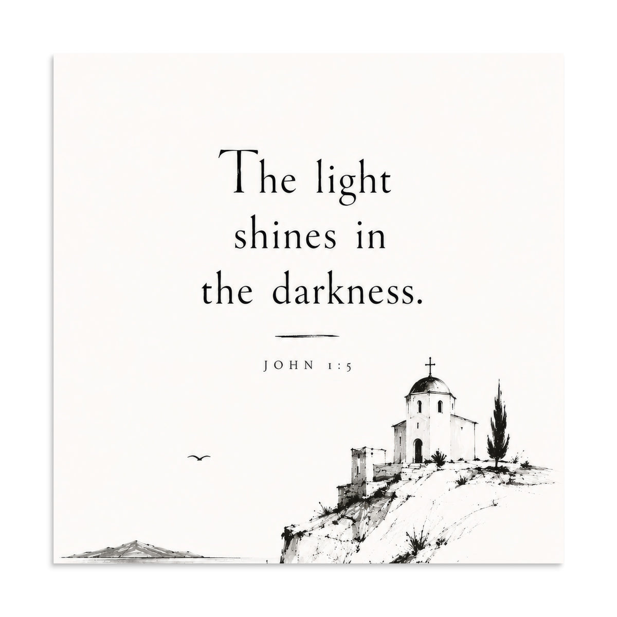 Scripture poster featuring John 1:5 and the theme of light overcoming darkness — additional product photo.