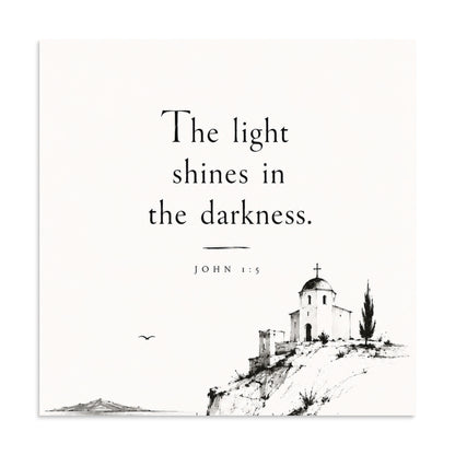 Scripture poster featuring John 1:5 and the theme of light overcoming darkness — additional product photo.