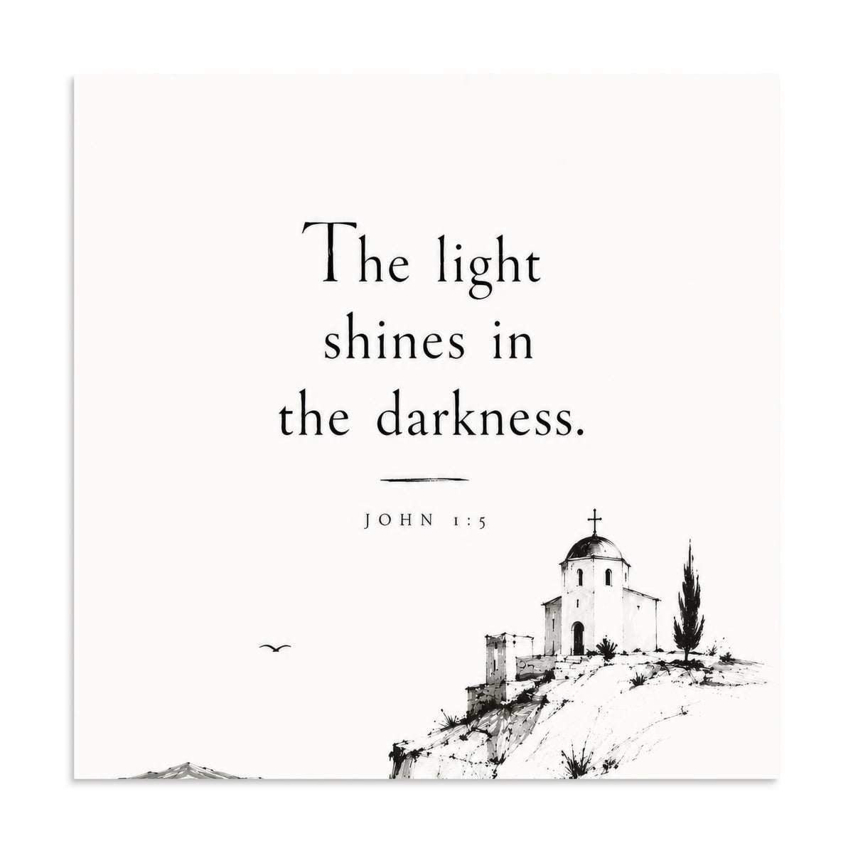 Scripture poster featuring John 1:5 and the theme of light overcoming darkness — additional product photo.