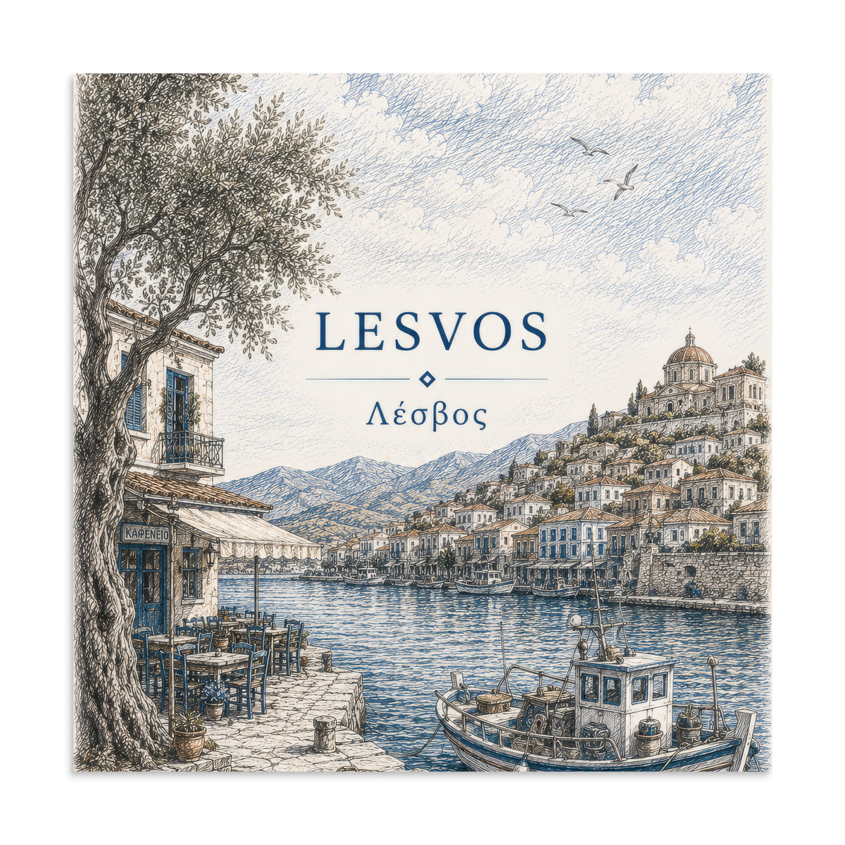 Lesvos destination poster from the Hellenic Sketch Archive collection — additional product photo.
