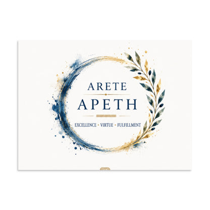 Minimalist poster featuring the Greek concept of arete (excellence and virtue) — additional product photo.