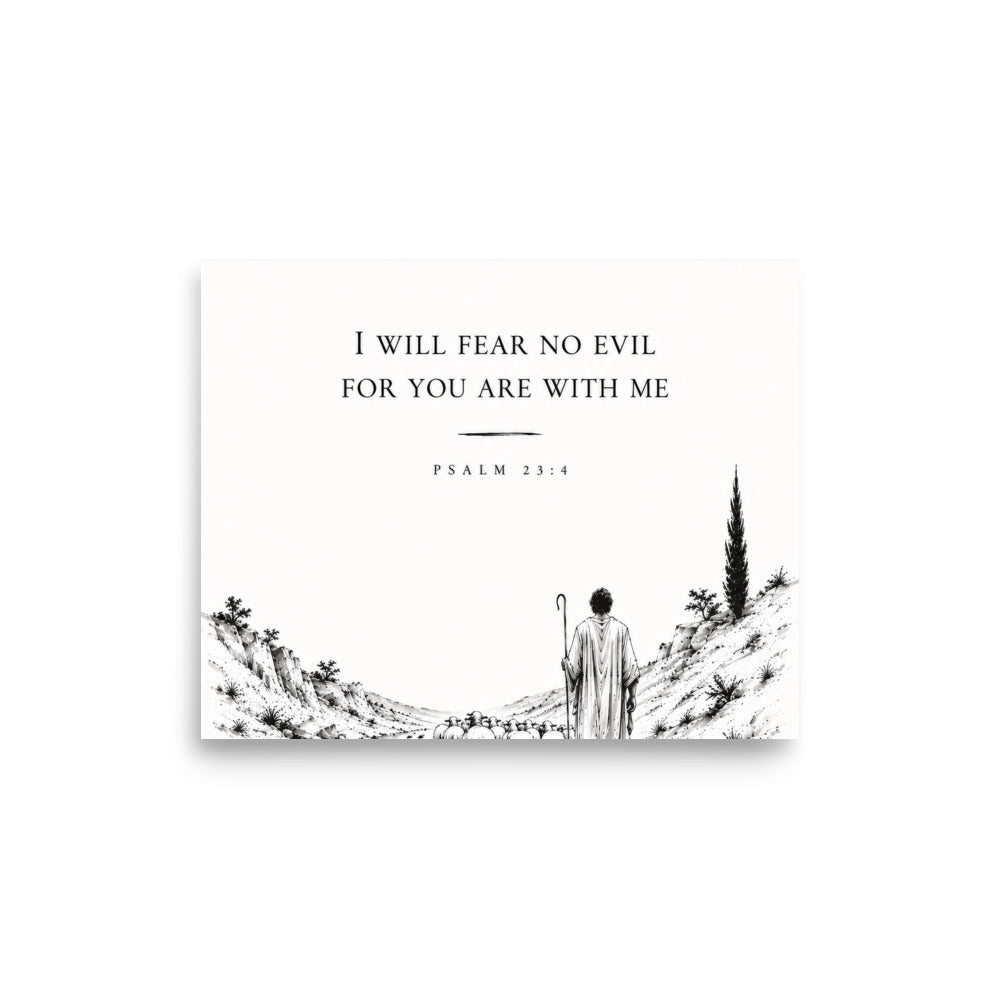 Scripture poster featuring Psalm 23:4, 8″×10″ size.