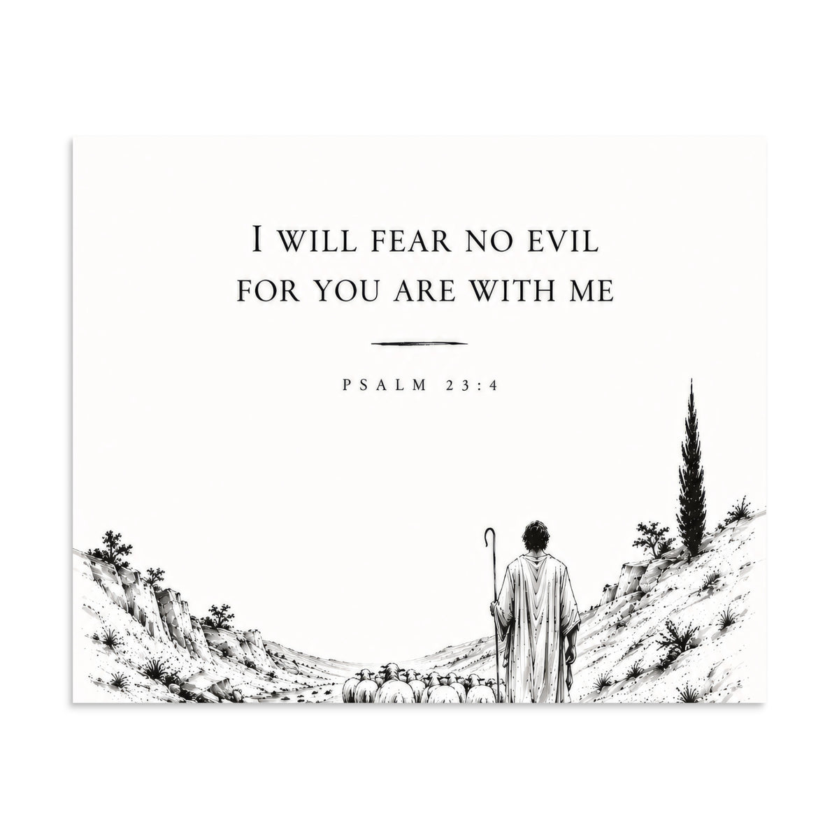 Scripture poster featuring Psalm 23:4, 9″×11″ size.