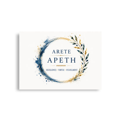 Minimalist poster featuring the Greek concept of arete (excellence and virtue), A1 (23.3″×33.1″) size.