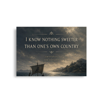 Illustrated poster depicting Odysseus and the journey of The Odyssey, A1 (23.3″×33.1″) size.