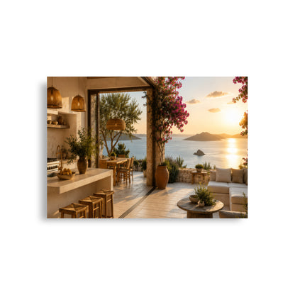 Illustrated poster of a Mediterranean kitchen inspired by the Ionian islands, A1 (23.3″×33.1″) size.